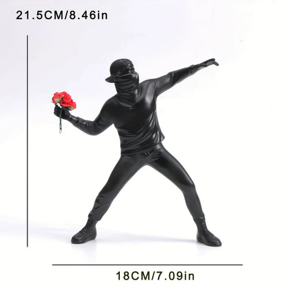1 pc Resin Banksy Sculptures Flower Thrower Statue Bomber Home Decoration Desk Accessories Collectible Figurine Decorative Inter