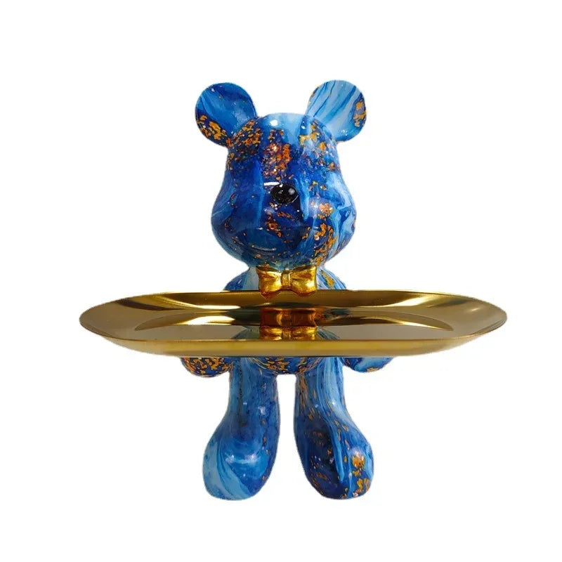 21cm Graffiti Bear Ornament Figurine Home Decoration Animal Statue Keys Storage Shelf Modern Room Sculpture Table Decor Gift