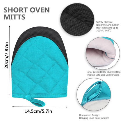 1 Pair Kitchen Oven Gloves High Heat Resistant Short Oven Mitts with Non-Slip Grip Surfaces and Hanging for BBQ Baking Cooking